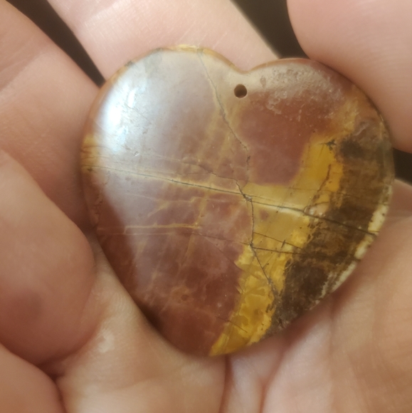New Hand Carved Picasso Jasper Heart Shaped Pendant. - Picture 8 of 11